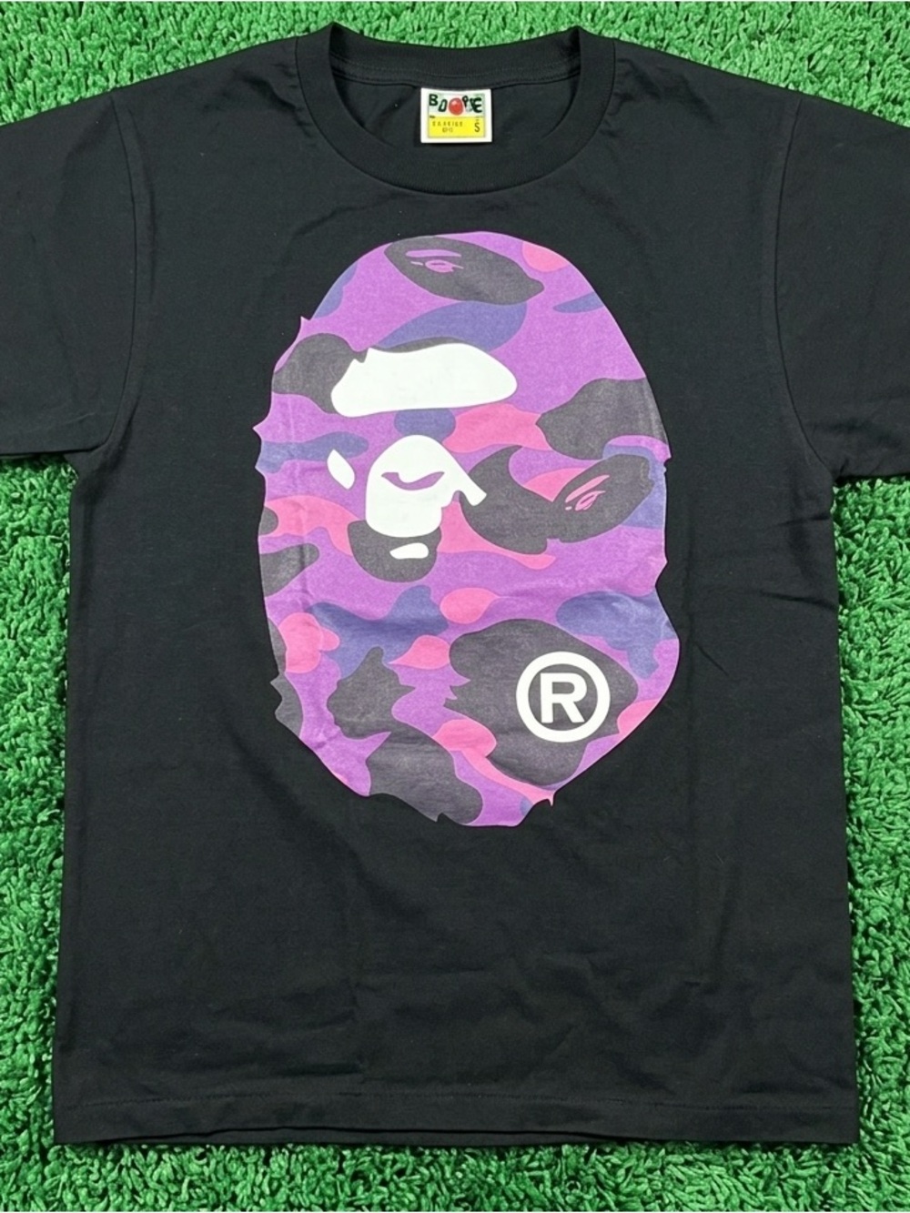 Bape Black Tee with purple camo
